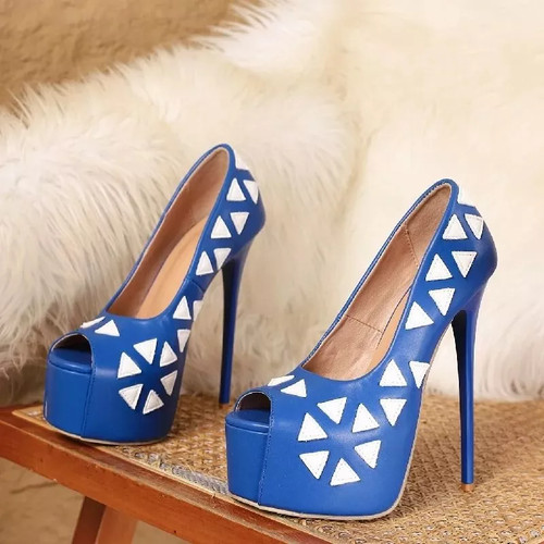 Damen pumps blau weiß - pumps,